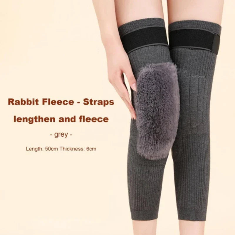 2 PCS Non-Slip Kashmiri Wool Knee Pads Leg Warmer with Strap Adjustable for Men & Women